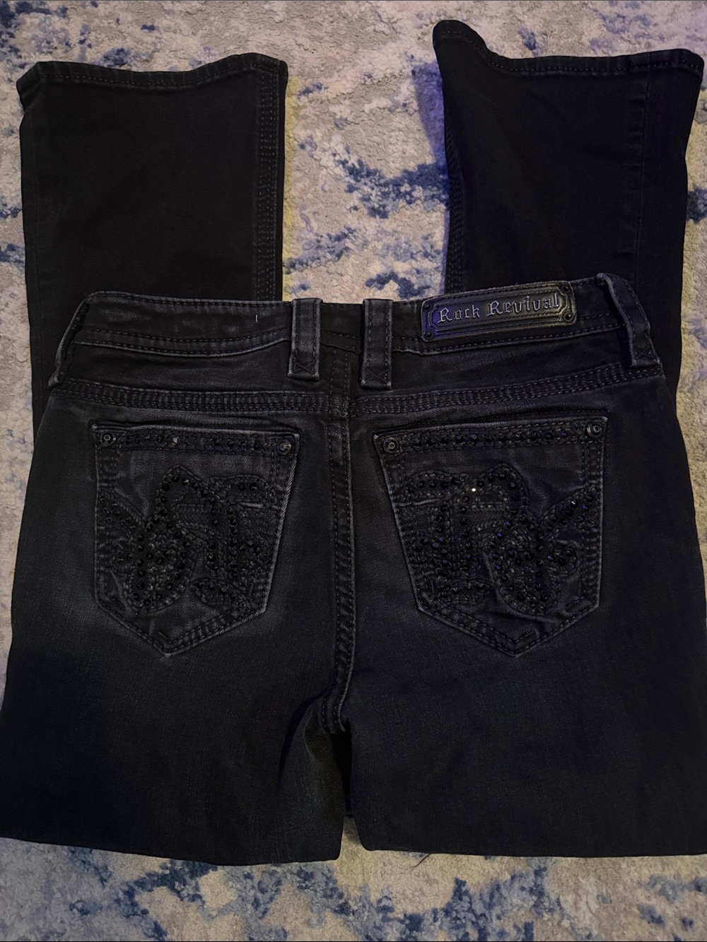 Rock Revival Black Boot Cut Jeans with Embellished bling Back pockets